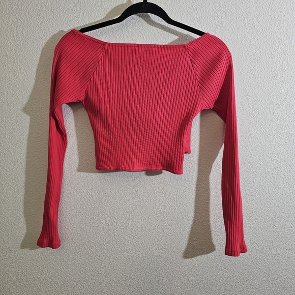 Zara Top S Pink Ribbed Crop - Picture 3 of 6